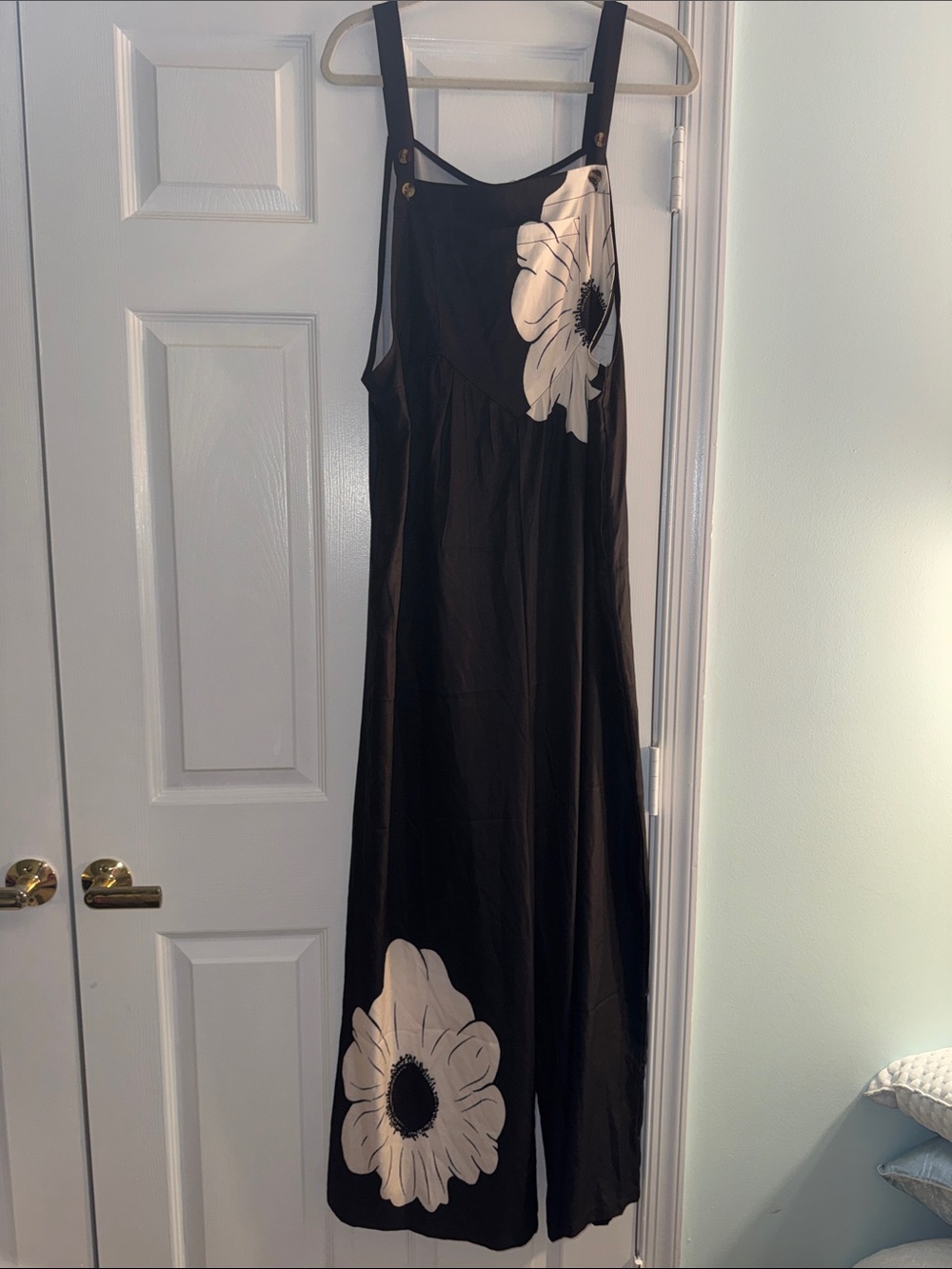 Amazon Black Maxi Overalls with White Floral Prints